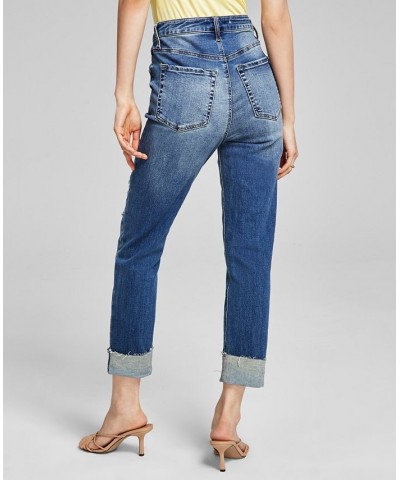 Women's High-Rise Vintage Straight Button Cuffed Jeans 24-28W Merkle $17.09 Jeans