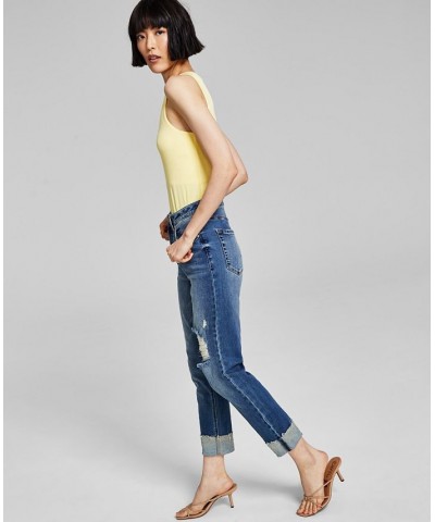 Women's High-Rise Vintage Straight Button Cuffed Jeans 24-28W Merkle $17.09 Jeans