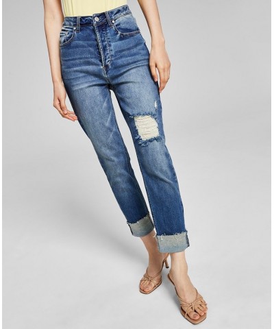 Women's High-Rise Vintage Straight Button Cuffed Jeans 24-28W Merkle $17.09 Jeans