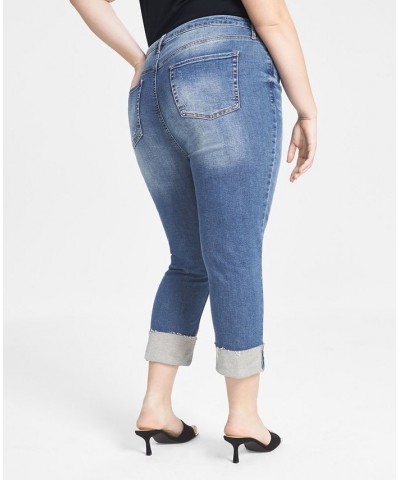 Women's High-Rise Vintage Straight Button Cuffed Jeans 24-28W Merkle $17.09 Jeans