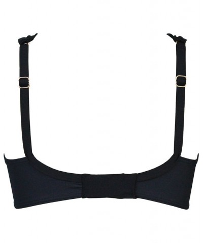 Twist-Front Plunge Bra-Size Bikini Top Black $47.70 Swimsuits