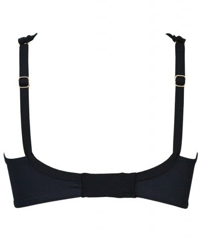 Twist-Front Plunge Bra-Size Bikini Top Black $47.70 Swimsuits