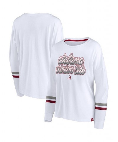 Women's Branded White Alabama Crimson Tide Retro Power Striped Long Sleeve T-shirt White $19.80 Tops