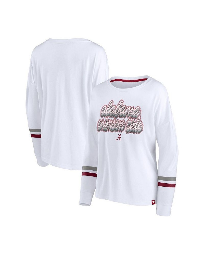 Women's Branded White Alabama Crimson Tide Retro Power Striped Long Sleeve T-shirt White $19.80 Tops