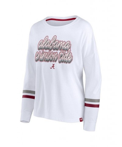 Women's Branded White Alabama Crimson Tide Retro Power Striped Long Sleeve T-shirt White $19.80 Tops