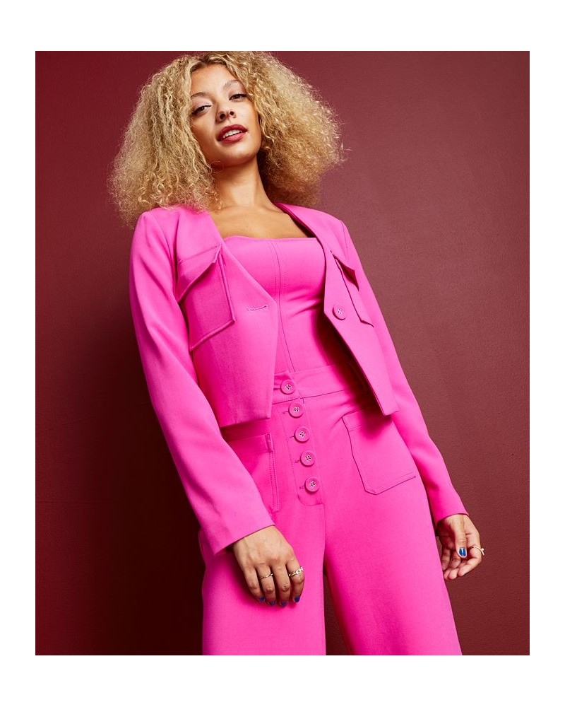 Women's Angled-Front Single-Button Blazer Pink $39.36 Jackets