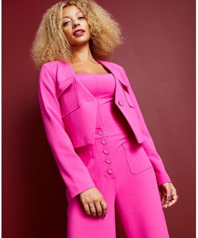 Women's Angled-Front Single-Button Blazer Pink $39.36 Jackets