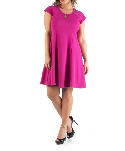 Women's Plus Size Keyhole Neck Dress Pink $18.33 Dresses