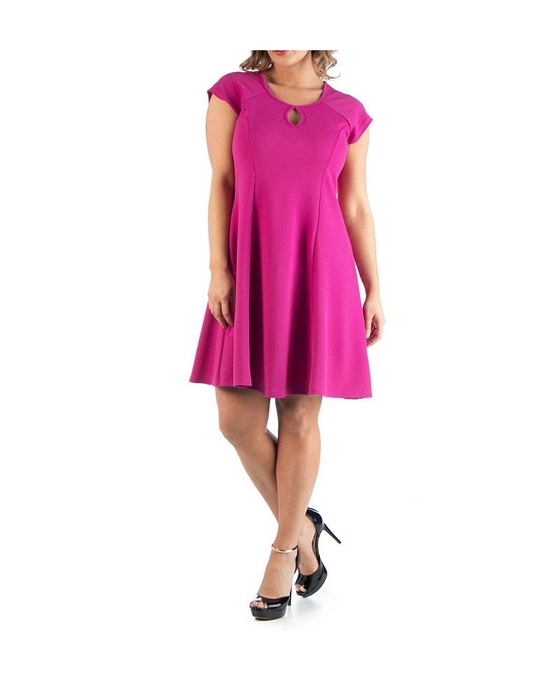 Women's Plus Size Keyhole Neck Dress Pink $18.33 Dresses