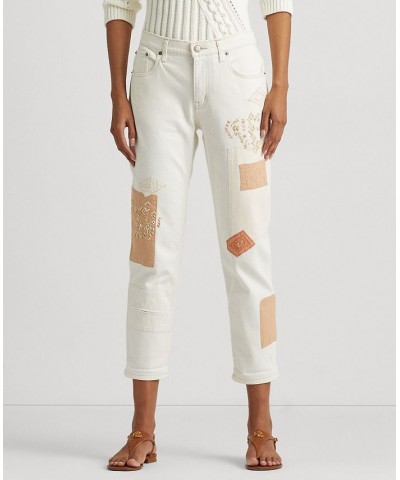 Petite Tapered Patchwork Jeans Cream $71.75 Jeans