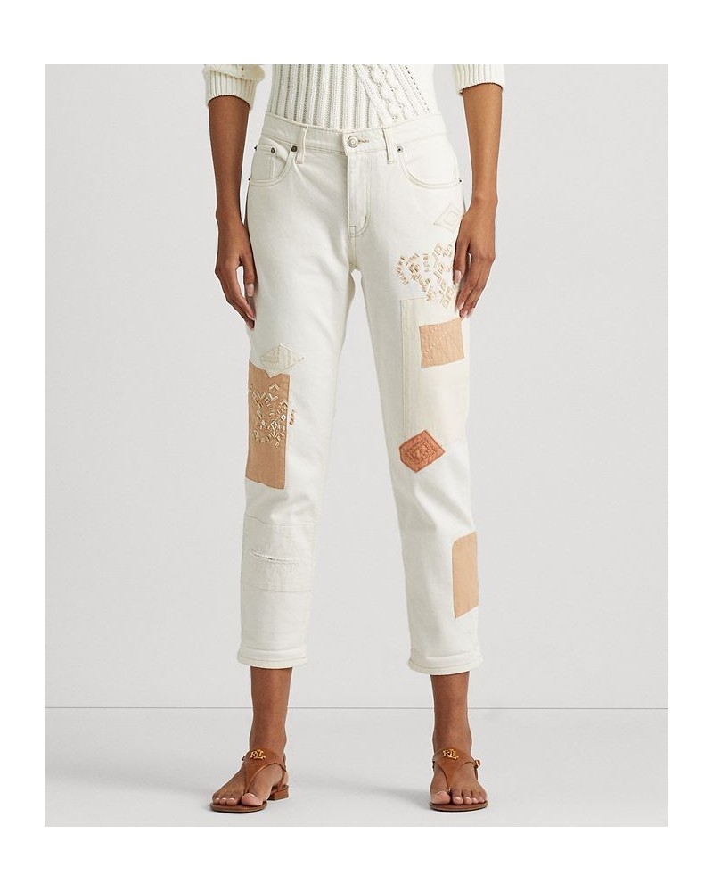 Petite Tapered Patchwork Jeans Cream $71.75 Jeans