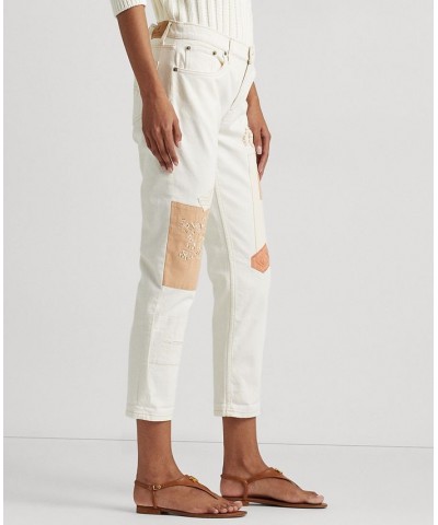 Petite Tapered Patchwork Jeans Cream $71.75 Jeans