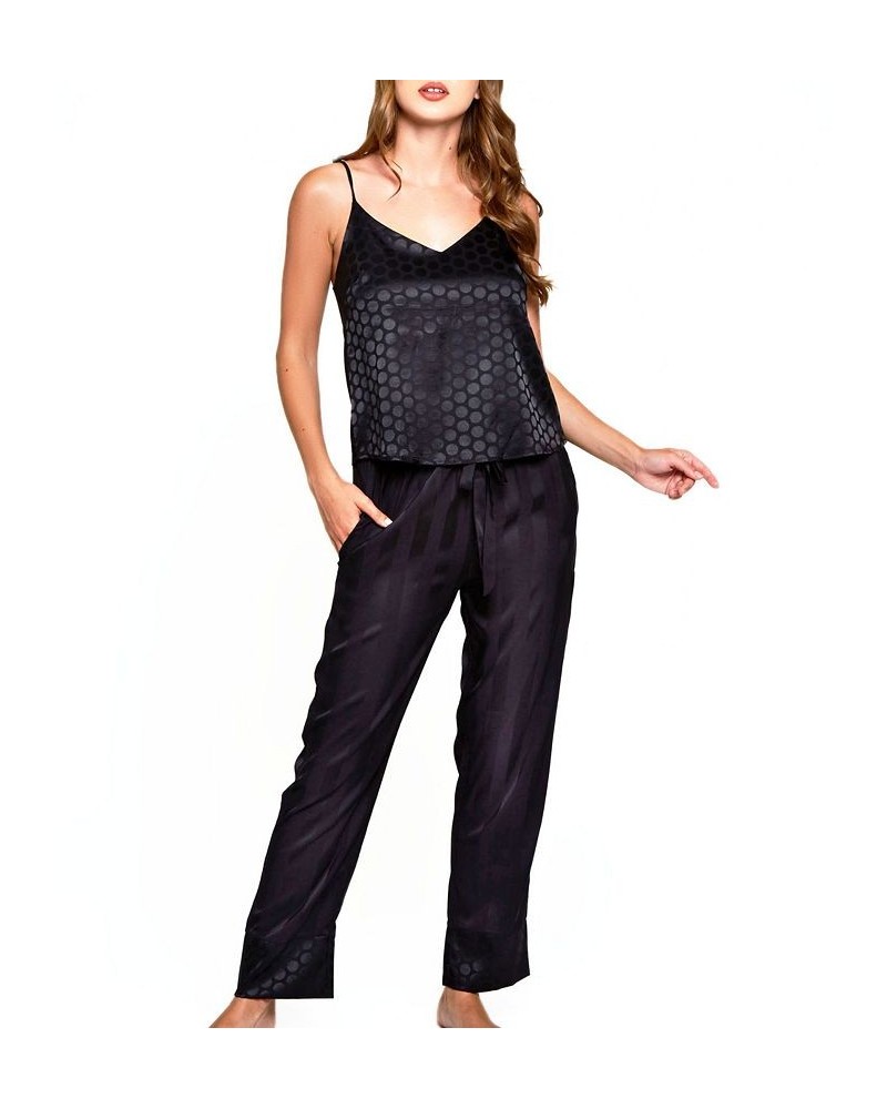 Women's Delphine Circle Cami and Striped Pant Set of 2 Black $35.86 Lingerie