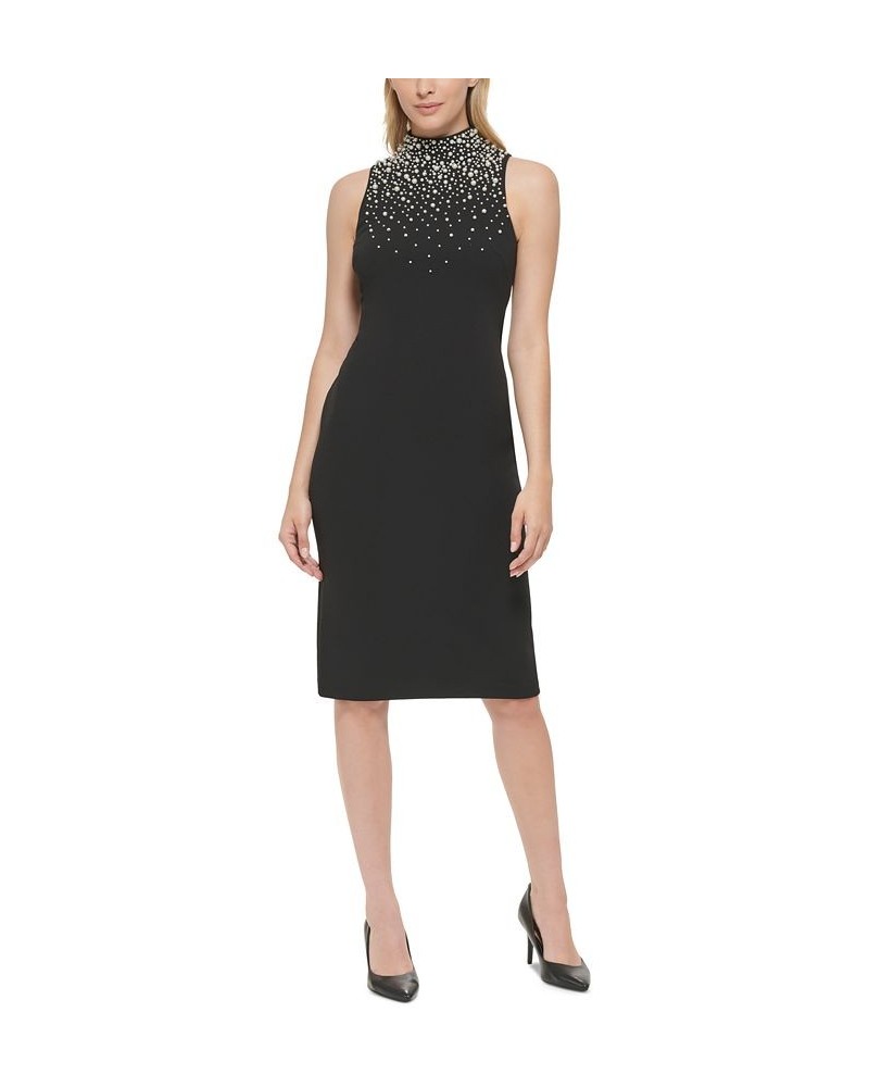 Women's Embellished Mock-Neck Midi Dress Black $34.49 Dresses