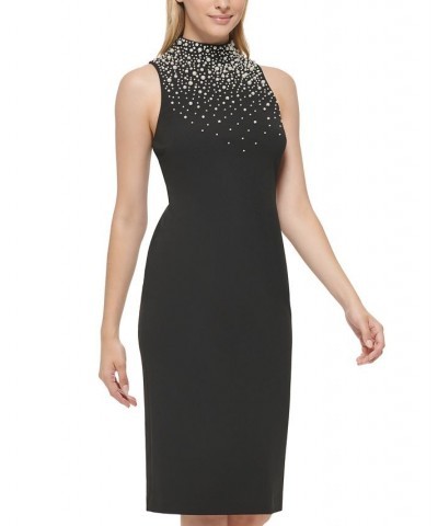 Women's Embellished Mock-Neck Midi Dress Black $34.49 Dresses