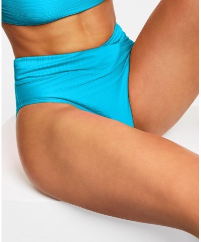 Juniors' Mint Spark Variegated Ribbed Bikini Bottoms Blue $14.40 Swimsuits