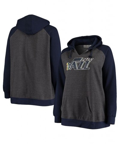 Women's Branded Charcoal Navy Utah Jazz Plus Size Raglan Notch Neck Pullover Hoodie Charcoal, Navy $33.14 Sweatshirts