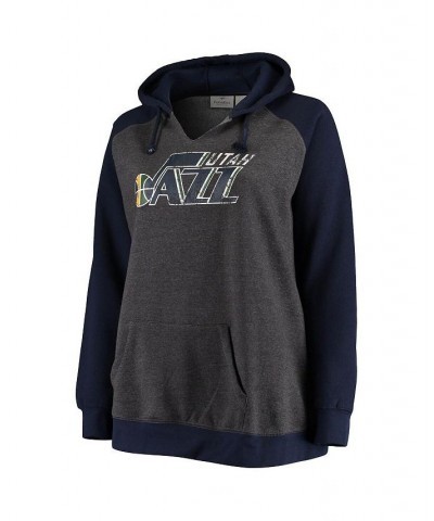 Women's Branded Charcoal Navy Utah Jazz Plus Size Raglan Notch Neck Pullover Hoodie Charcoal, Navy $33.14 Sweatshirts