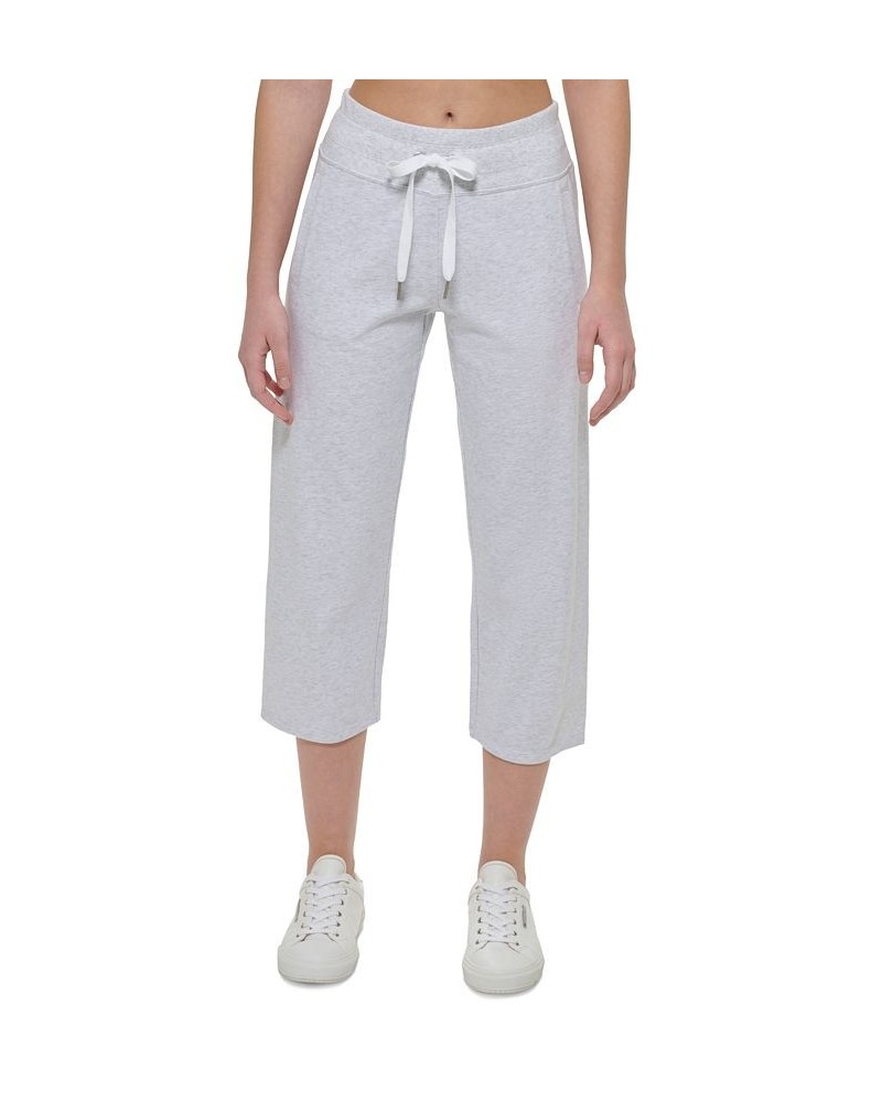 Women's Cropped Ribbed-Drawstring-Waist Active Pants Optic Heather $19.08 Pants