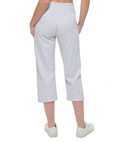 Women's Cropped Ribbed-Drawstring-Waist Active Pants Optic Heather $19.08 Pants