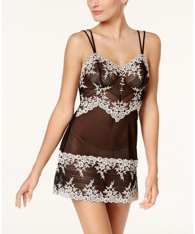 Embrace Lace Sheer Chemise Lingerie Nightgown 814191 Black $31.20 Lingerie