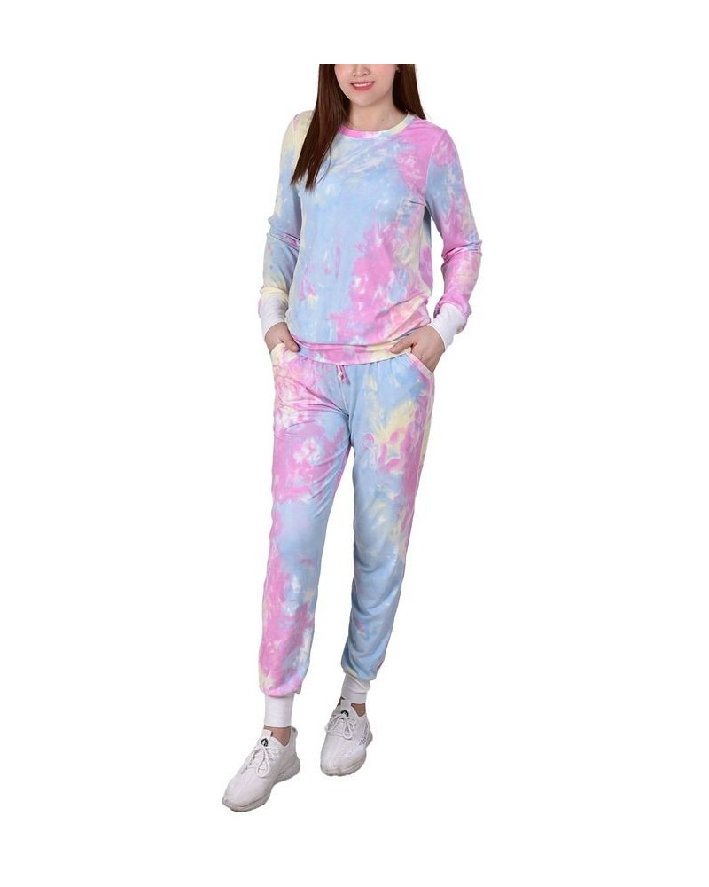 Petite Tie Dyed Joggers Set Pink-Navy-Green $23.20 Pants