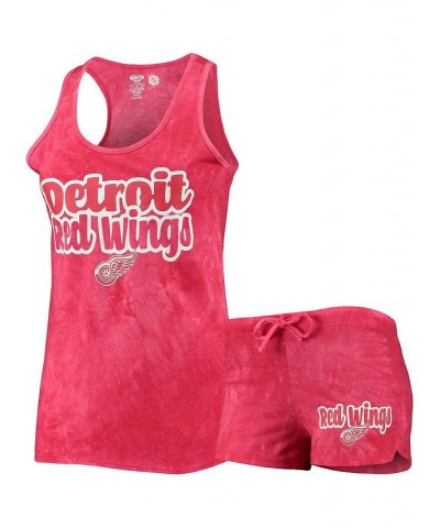 Women's Red Detroit Red Wings Billboard Racerback Tank Top and Shorts Set Red $22.00 Pajama