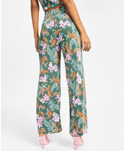 Petite Paisley-Print High-Rise Wide-Leg Pants Patricia Paisly $24.22 Pants