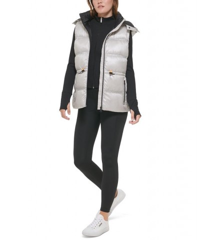 Women's Double-Quilted Hooded Vest Tan/Beige $37.38 Jackets