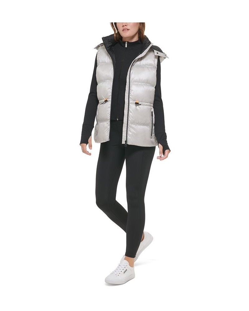 Women's Double-Quilted Hooded Vest Tan/Beige $37.38 Jackets