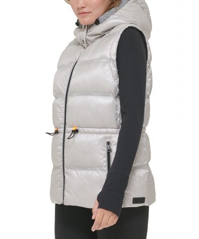 Women's Double-Quilted Hooded Vest Tan/Beige $37.38 Jackets