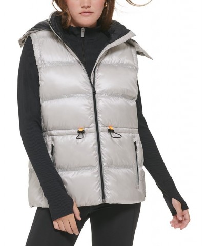 Women's Double-Quilted Hooded Vest Tan/Beige $37.38 Jackets