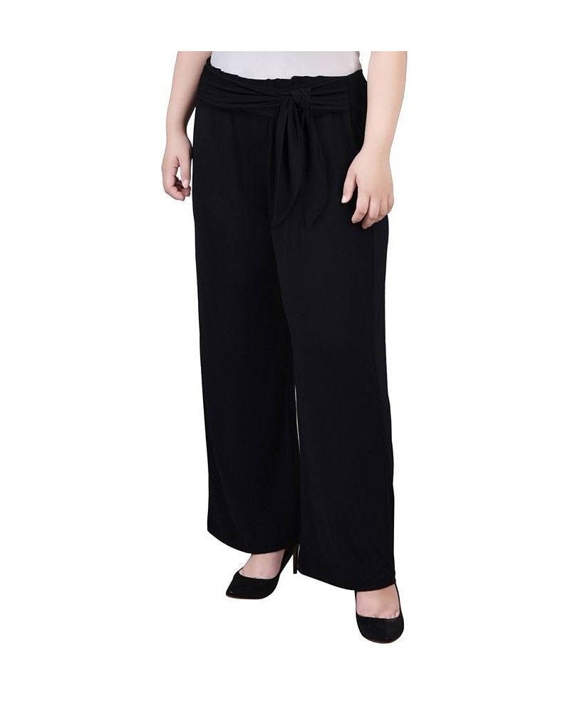 Plus Size Pull On with Sash Pants Black $15.18 Pants