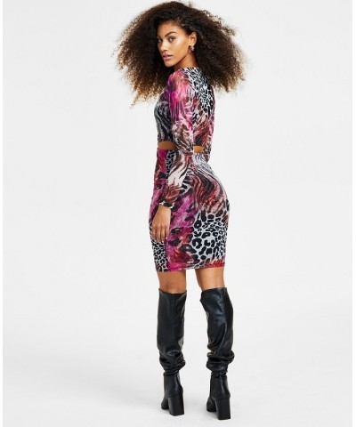 Women's Long Sleeve Cutout Lainey Dress Wildcard Print $45.14 Dresses