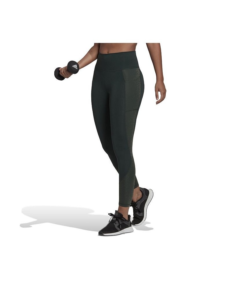 Women's Optime Training Shiny Full-Length Leggings Shadow Green $41.25 Pants