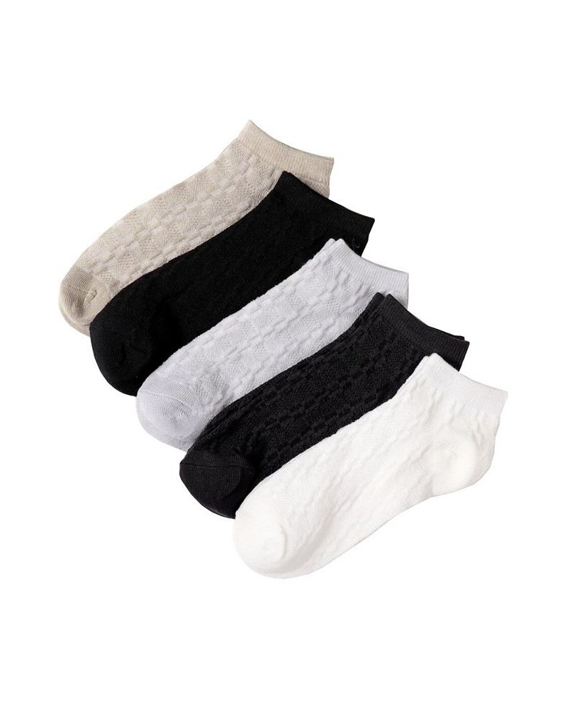 Women's Geometric Texture Neutral No Show Five Pack Multi $13.44 Socks