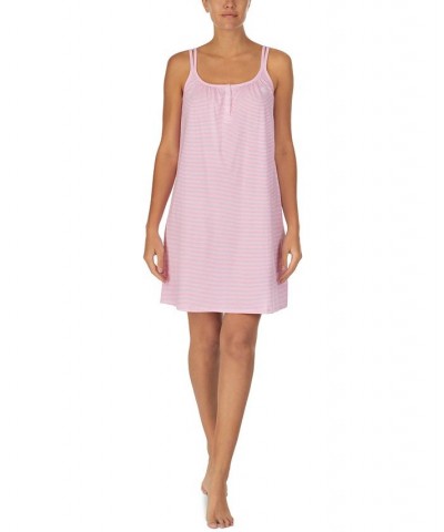 Cotton Knit Double-Strap Nightgown Pink Stripe $31.27 Sleepwear