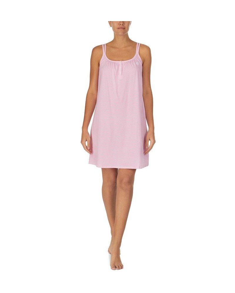 Cotton Knit Double-Strap Nightgown Pink Stripe $31.27 Sleepwear