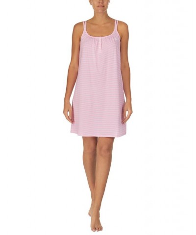 Cotton Knit Double-Strap Nightgown Pink Stripe $31.27 Sleepwear