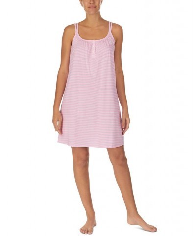 Cotton Knit Double-Strap Nightgown Pink Stripe $31.27 Sleepwear