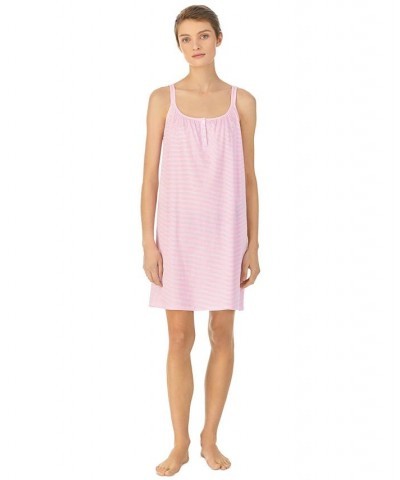 Cotton Knit Double-Strap Nightgown Pink Stripe $31.27 Sleepwear