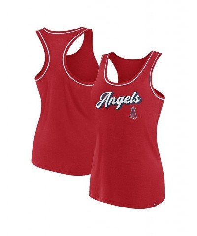 Women's Branded Red Los Angeles Angels Wordmark Logo Racerback Tank Top Red $16.40 Tops