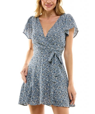 Juniors' Floral-Print Flutter-Sleeve Fit & Flare Dress Beige/blue $34.81 Dresses