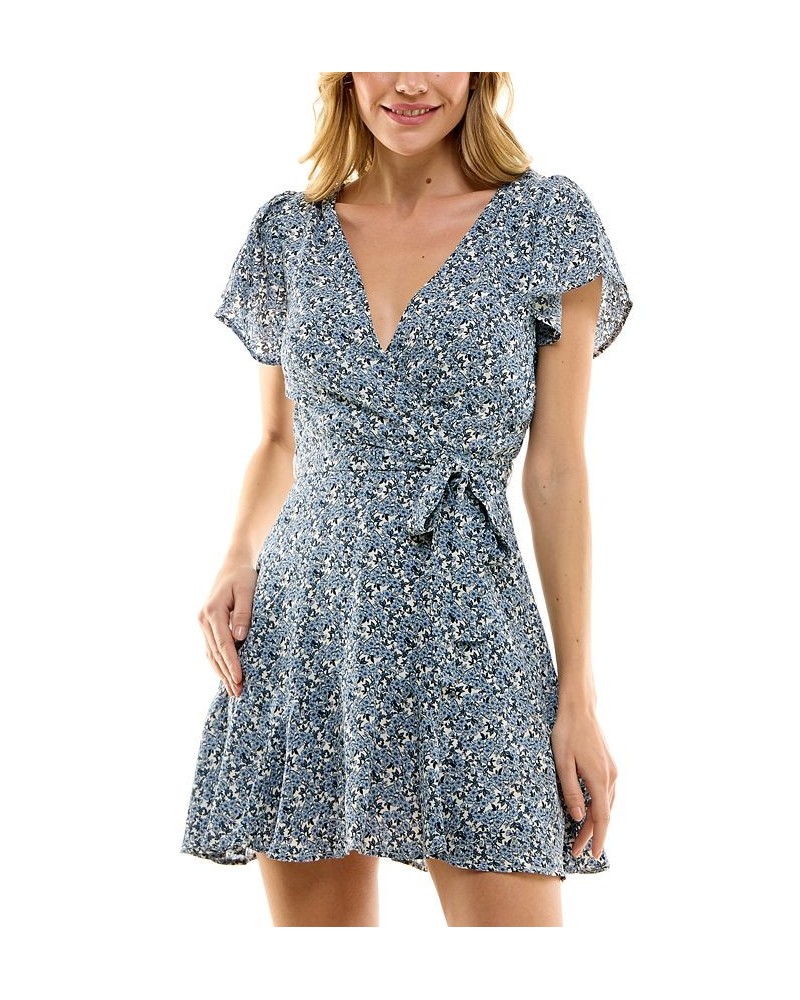 Juniors' Floral-Print Flutter-Sleeve Fit & Flare Dress Beige/blue $34.81 Dresses