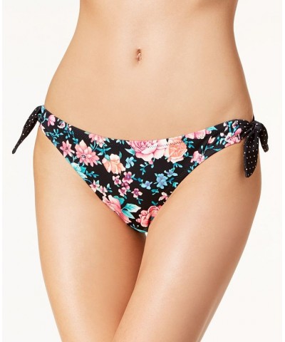 Side-Tie Bikini Bottoms Black Floral $14.29 Swimsuits
