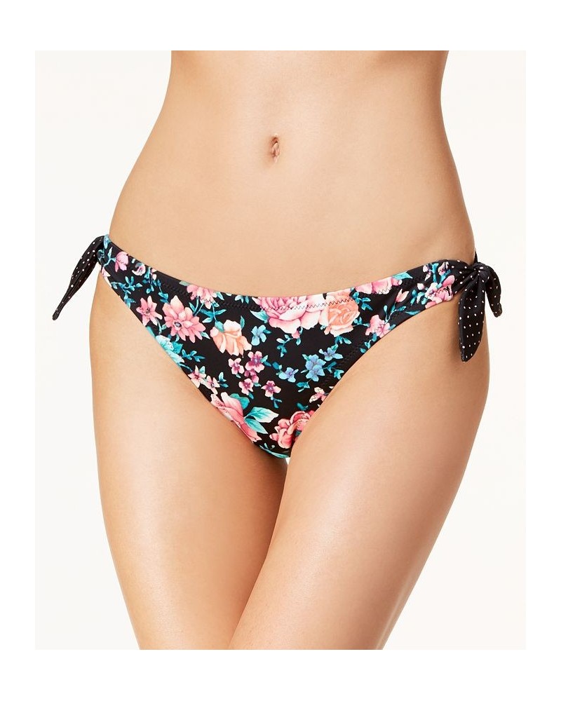 Side-Tie Bikini Bottoms Black Floral $14.29 Swimsuits