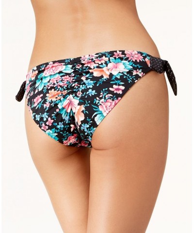 Side-Tie Bikini Bottoms Black Floral $14.29 Swimsuits