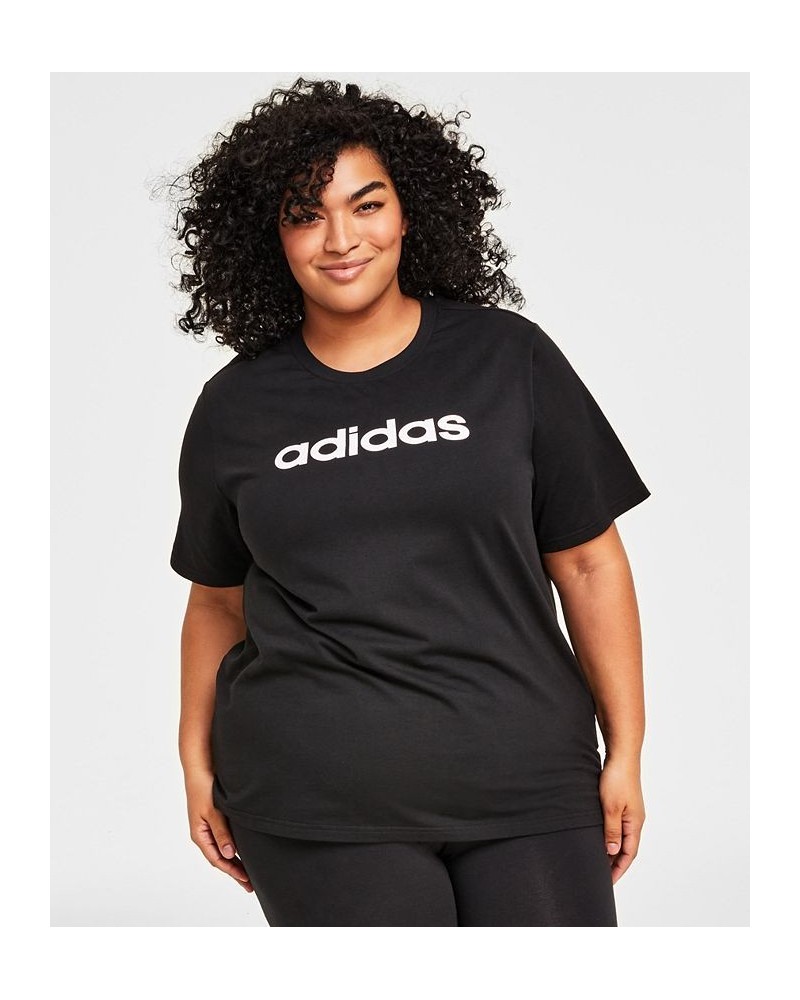 Plus Size Cotton Crewneck Logo-Print Tee Black / White $13.50 Tops