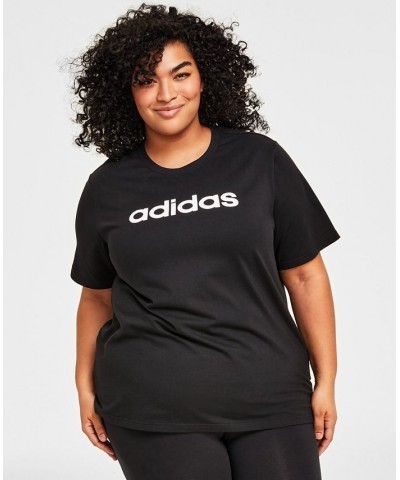 Plus Size Cotton Crewneck Logo-Print Tee Black / White $13.50 Tops