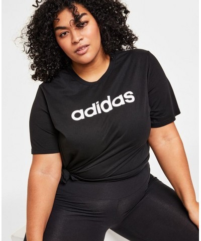 Plus Size Cotton Crewneck Logo-Print Tee Black / White $13.50 Tops